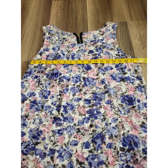 Relativity Blue Pink Floral Pattern Sleeveless Blouse Zipper Women's 1X - Picture 5 of 8